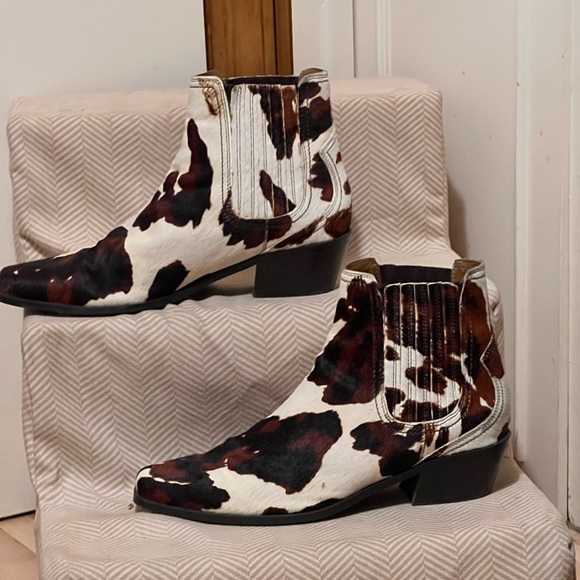 Zara Calf Hair Cow Print Pull-on Booties 41 - Picture 6 of 11